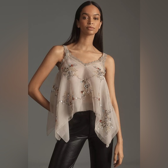 Anthropologie Tops - NWT! Anthropologie Let Me Be Embellished Hanky Hem Top - Size Medium 💎